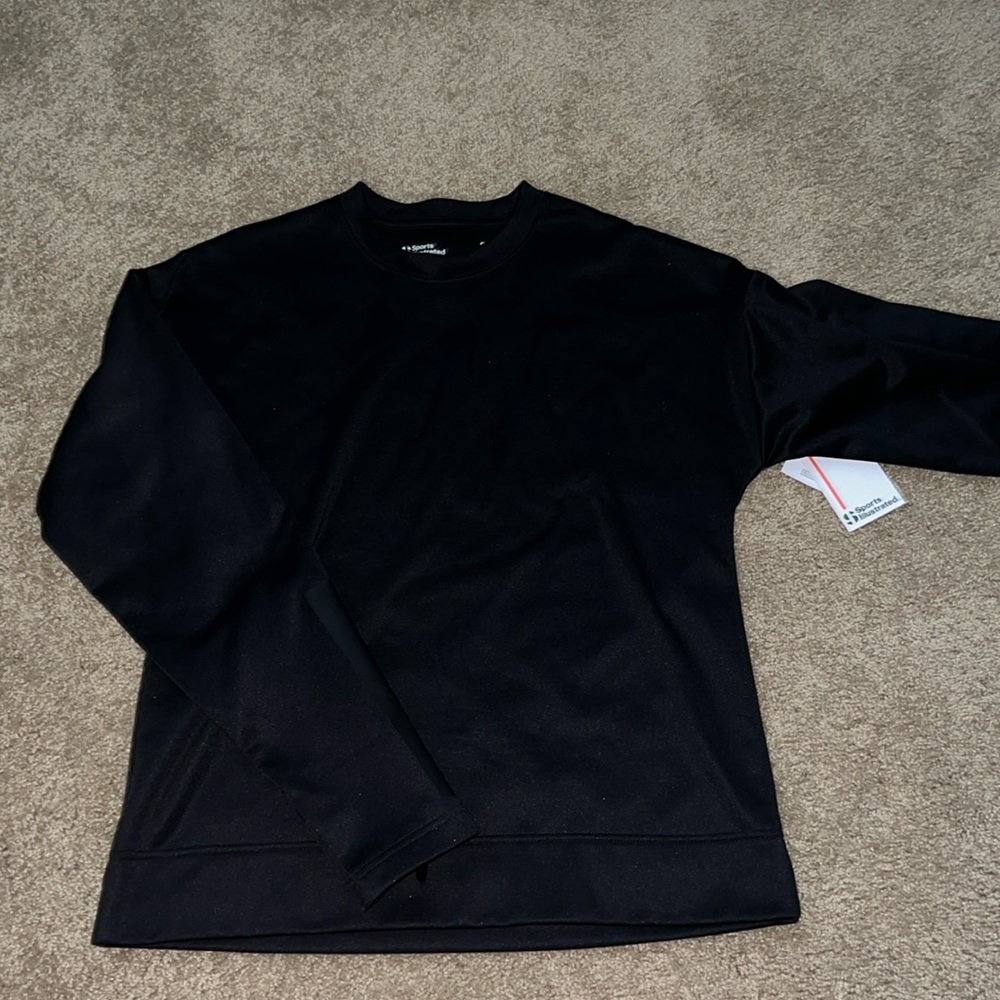 Sports Illustrated Black Crewneck sweater with leather accents